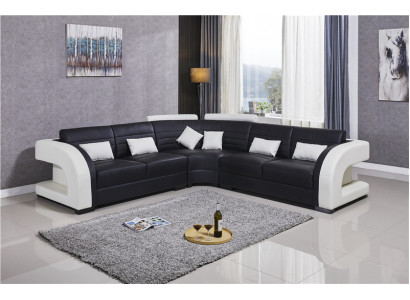 Suite Paysage de vie en L en forme de nouveau canapé design Canapé d'angle + Repose-pieds Rembourrage